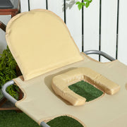 Outsunny Foldable Sun Lounger, Beach Chaise Lounge with Reading Hole, Arm Slots, 5-Position Adjustable Backrest, Side Pocket, Pillow for Patio, Beige Outsunny