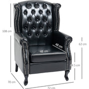 HOMCOM Wingback Accent Chair Tufted Chesterfield-style Armchair with Nail Head Trim for Living Room Bedroom Black Homcom
