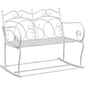 2 Seater Metal Rocking Garden Bench for Comfortable Outdoor Relaxing Milk White Outsunny