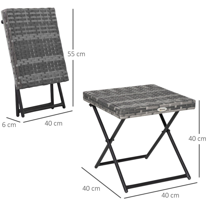 Grey Folding Rattan Table