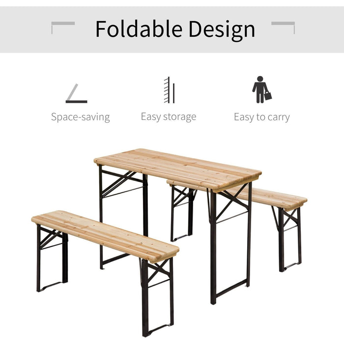 Portable Folding Picnic Table and Bench Set - Black