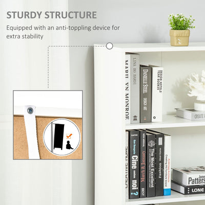Narrow Bookcase With Cupboard, 5 Shelves, 59W x 29D x 180Hcm Homcom