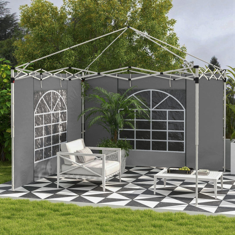 Outsunny Gazebo Side Panels, 2 Pack Sides Replacement, for 3x3(m) or 3x6m Pop Up Gazebo, with Windows and Doors, Light Grey Outsunny