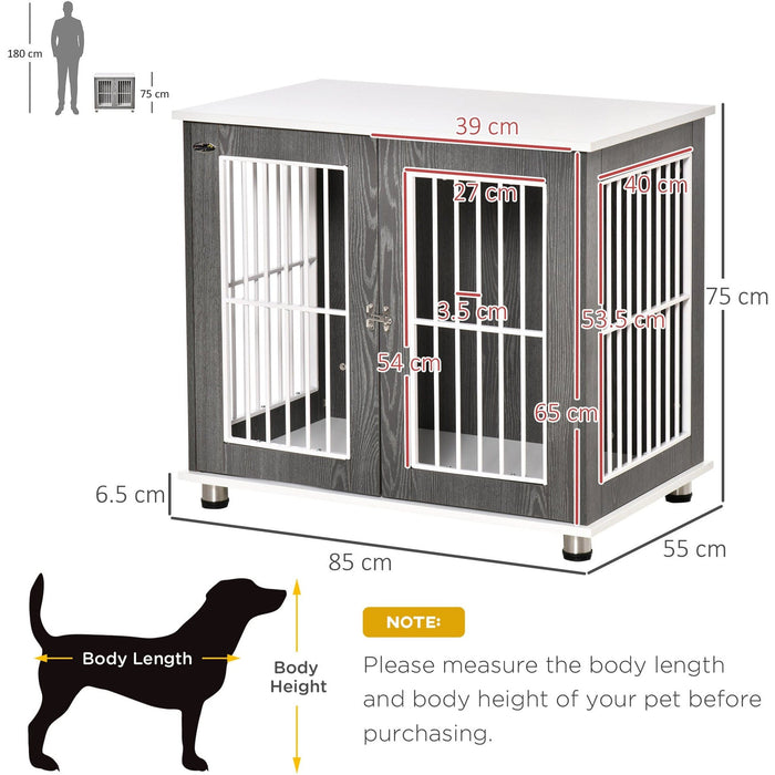 Wooden Dog Crate with Lockable Door, Adjustable Feet