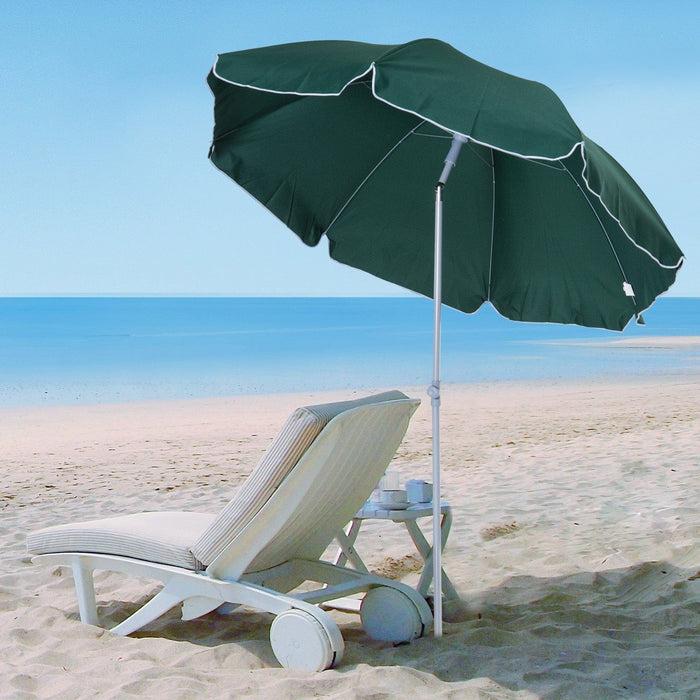 2.2m Beach Umbrella Parasol, Steel - Dark Green