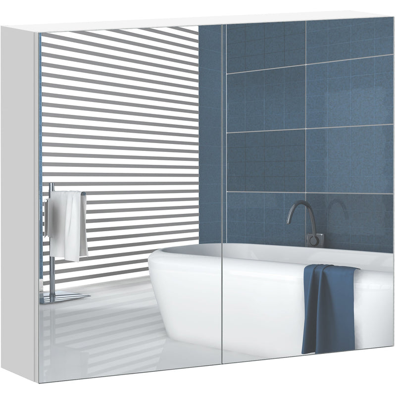 Bathroom Mirror Cabinet, 2 Doors, 70 x 15 x 60 cm, White