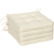 Outsunny Garden Seat Cushion with Ties, 40 x 40cm Replacement Dining Chair Seat Pad, Cream White Outsunny