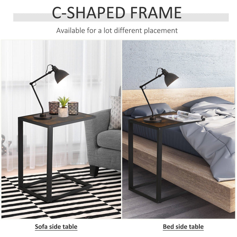 C Shaped Side Table, Metal Frame for Living Room, Bedroom