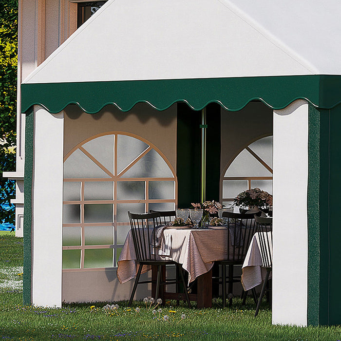 8x4m Metal Frame Gazebo Tent With Sides, White/Green