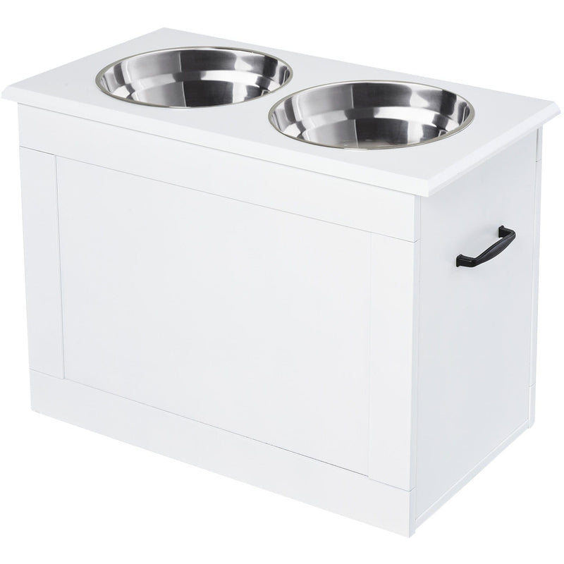 Raised Pet Feeding Station With 2 Stainless Steel Bowls