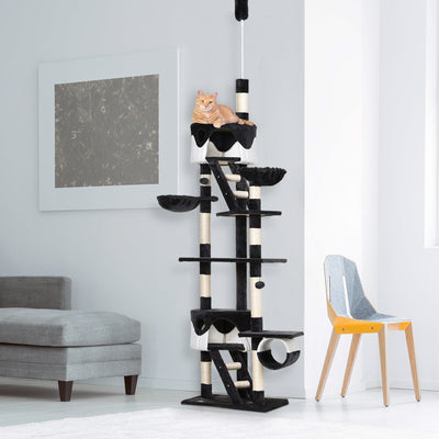 Split Level Activity Tower For Cats, Grey Pawhut