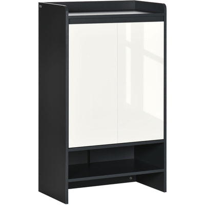Grey Shoe Cabinet with White High Gloss Doors Homcom