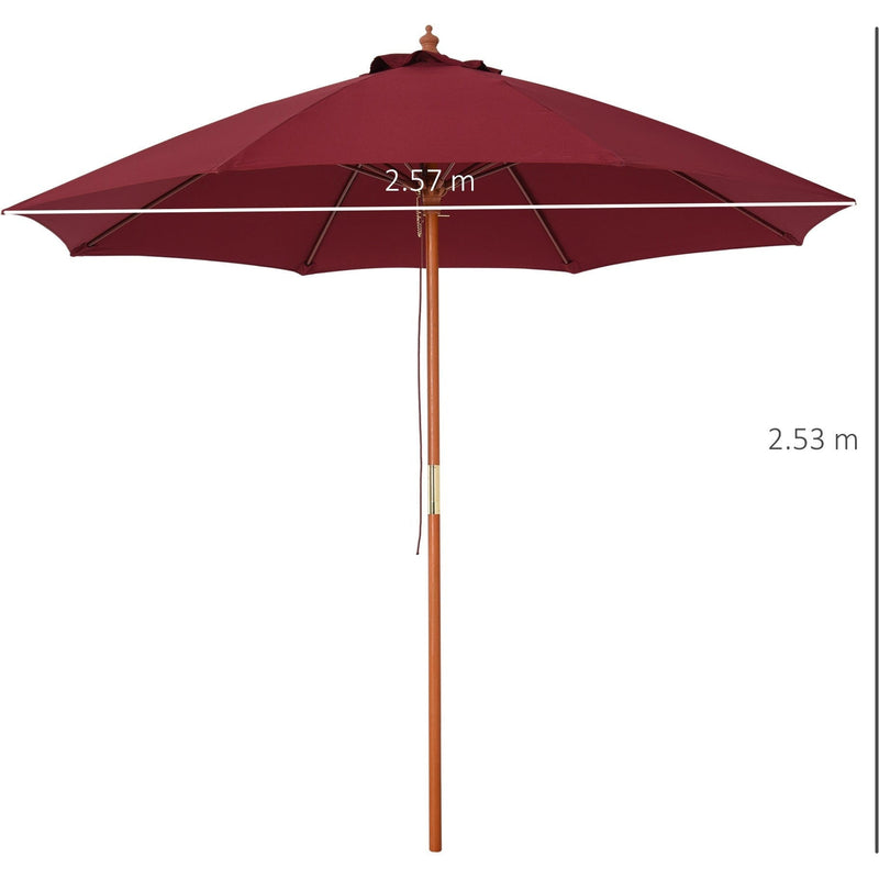 2.5m Wooden Garden Parasol - Top Vent