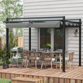 3m x 3m Metal Pergola With Retractable Roof, Grey Outsunny
