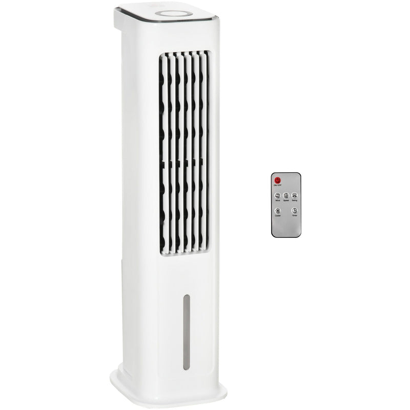 HOMCOM Evaporative Air Cooler, Oscillating Ice Cooling Fan with 3 Modes, 3 Speeds, Remote Control, Timer, and Oscillation, White Homcom