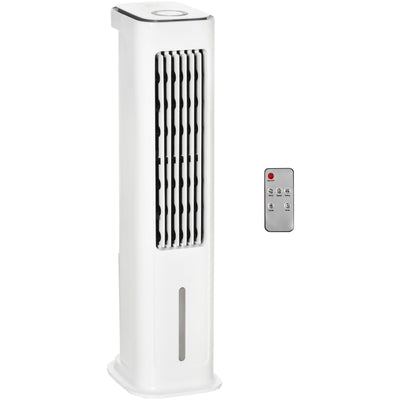 HOMCOM Evaporative Air Cooler, Oscillating Ice Cooling Fan with 3 Modes, 3 Speeds, Remote Control, Timer, and Oscillation, White Homcom