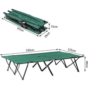 Outsunny Double Camping Cot Foldable Sunbed Outdoor Patio Sleeping Bed Super Light w/ Carr Bag (Green) Outsunny
