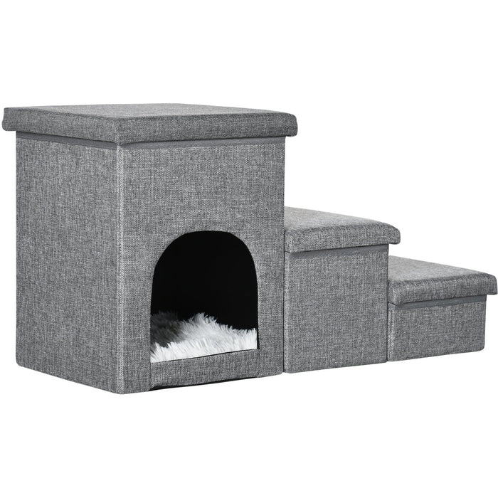 3-Step Pet Ramp with Kitten House & Cushion