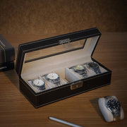 Black Leather 5 Watch Box With Glass Lid by Songmics Songmics