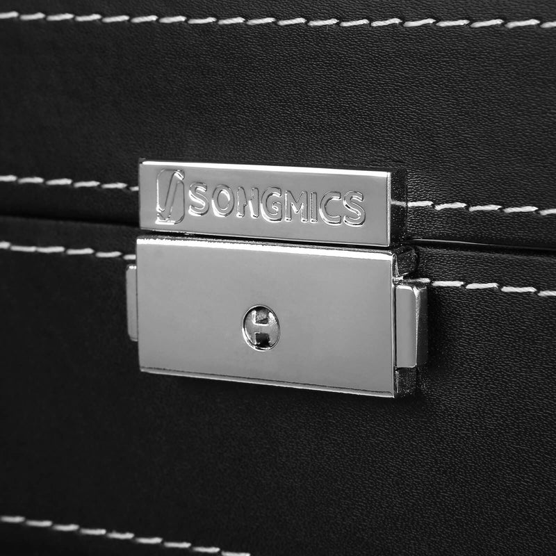 Black Leather 5 Watch Box With Glass Lid by Songmics Songmics
