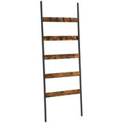 Industrial 5-Tier Ladder Shelf by Vasagle - Black steel frame with rustic brown wooden shelves