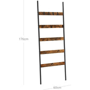 Industrial 5-Tier Ladder Shelf by Vasagle - Black steel frame with rustic brown wooden shelves