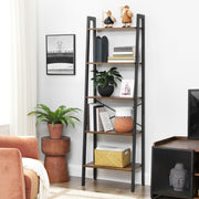 5 Tier Ladder Shelf by Vasagle - Features a black steel frame and five rustic brown wooden shelves - perfect for smaller spaces, living rooms, home office