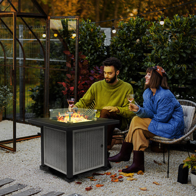 50000BTU Square Gas Fire Pit  Table Grey