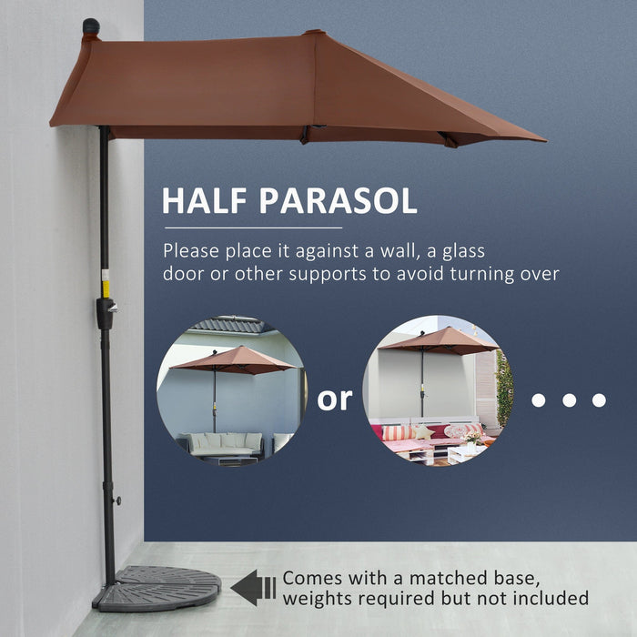 2m Half Garden Parasol, Coffee