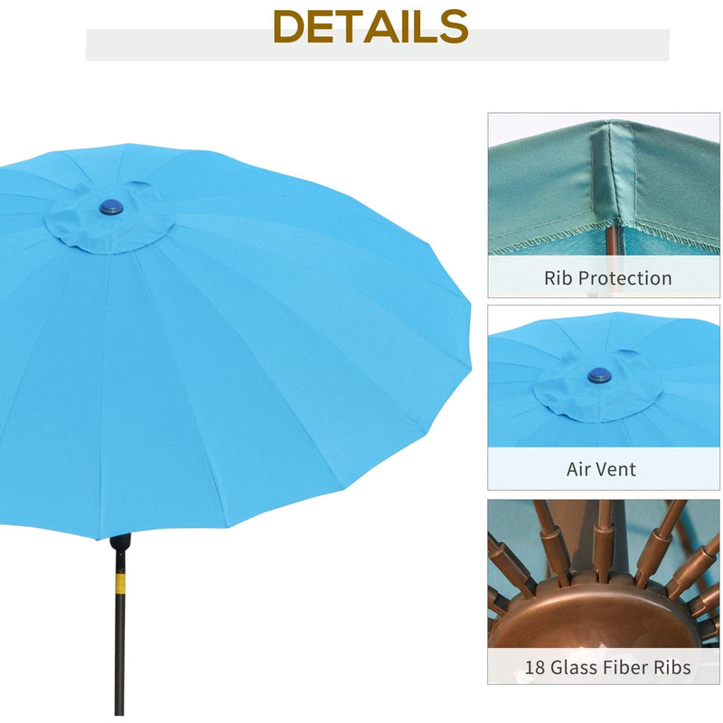 Round Patio Parasol, 2.5m, Tilt Crank, 18 Ribs