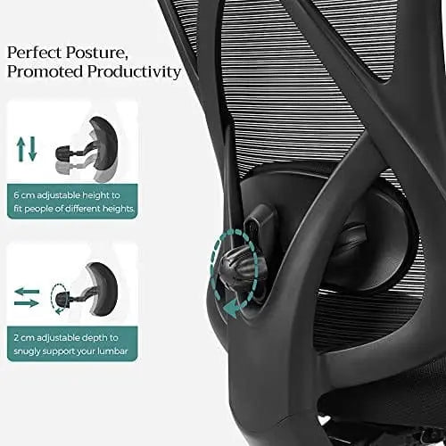 Ergonomic Adjustable Mesh Chair, Black SONGMICS