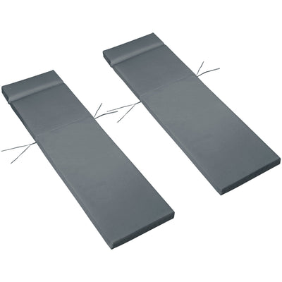 Sun Lounger Cushions with Ties 196x55cm Grey Outsunny