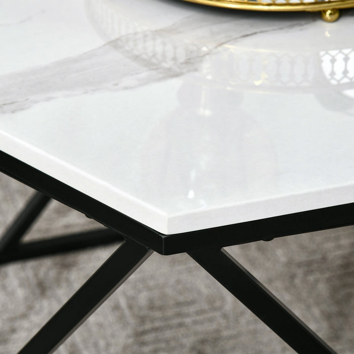 High Gloss Marble Top Modern Coffee Table