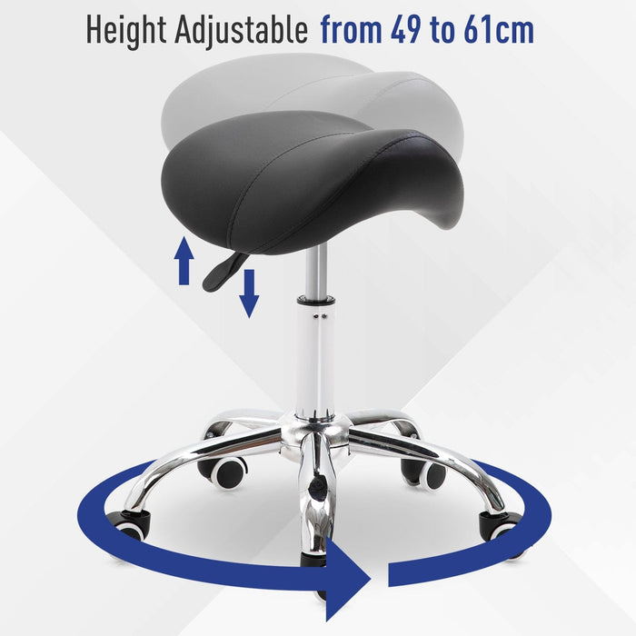 Adjustable Cosmetic Stool, 360° Rotate, Faux Leather