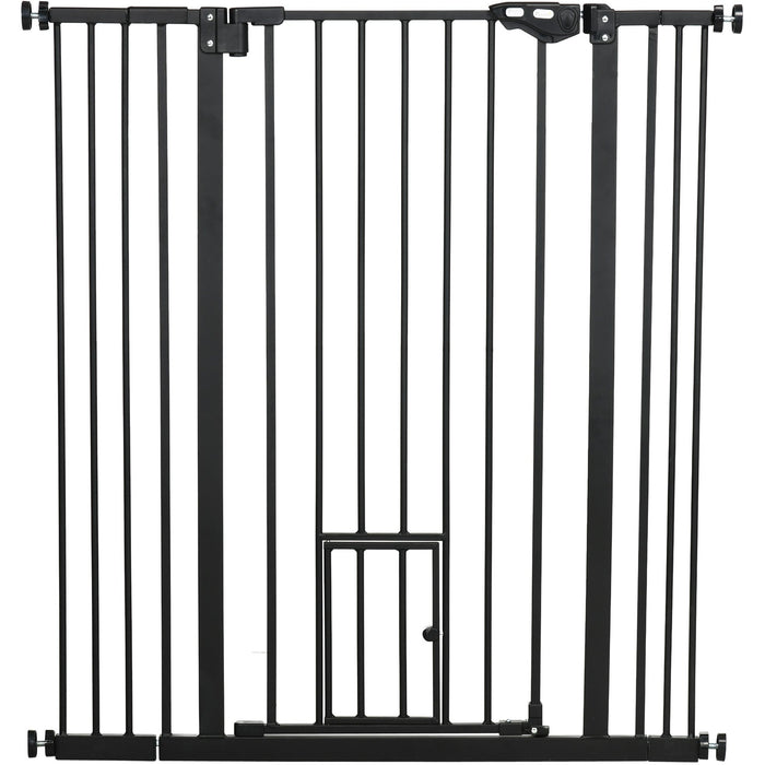 Extra Tall Pet Gate with Door (74-101cm) - Black