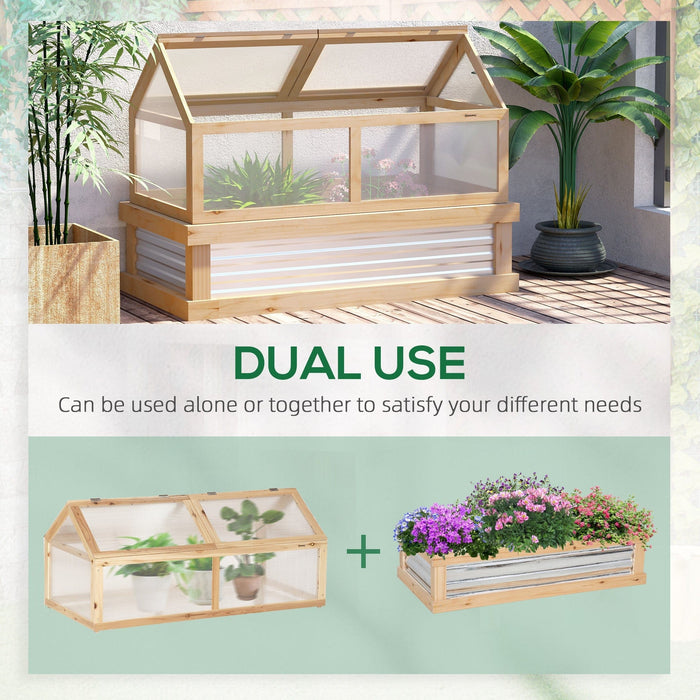 Small Wooden Cold Frame Greenhouse, 122x61x81.7 cm