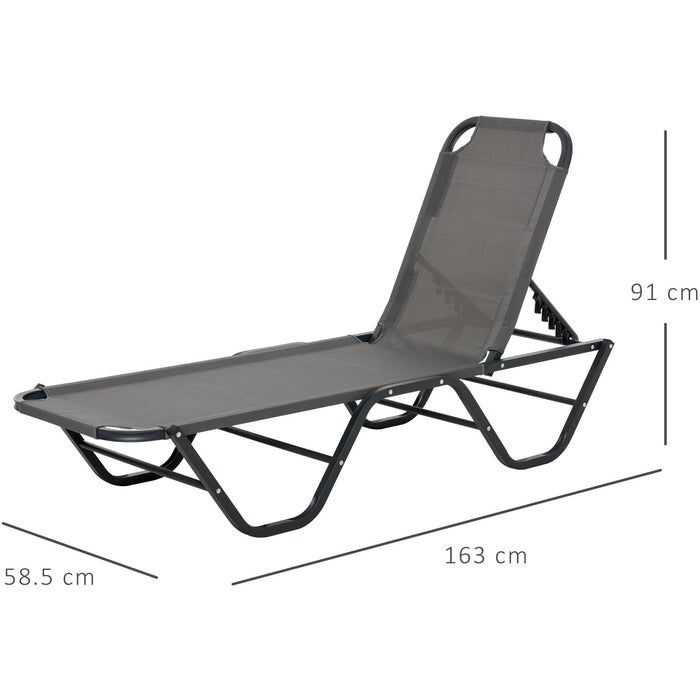 Sun Lounger Relaxer, 5-Position Backrest, Lightweight