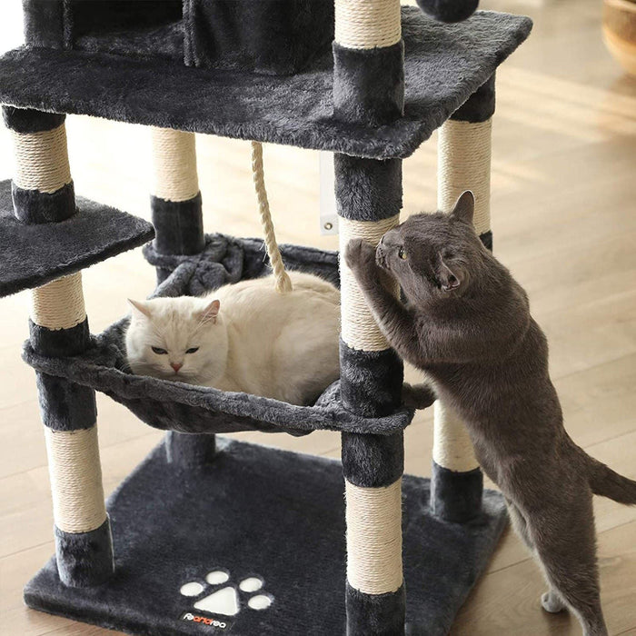 Feandrea Tall Cat Tree Tower, Smoky Grey