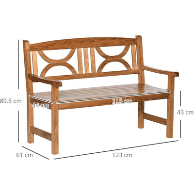 2 Seat Wooden Bench Outsunny