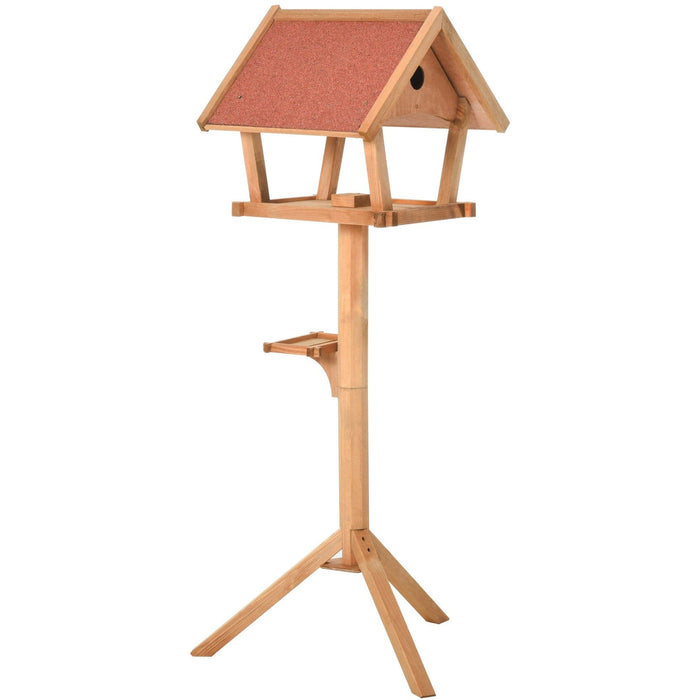 Freestanding Wooden Bird Feeder Table, 49x45x139 cm, Natural