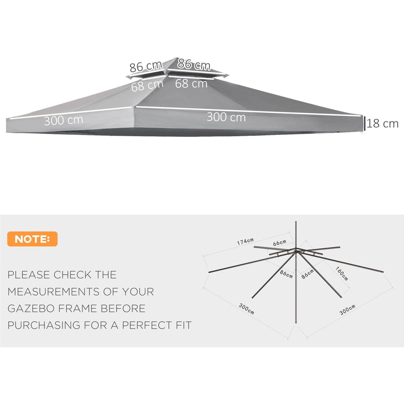 Waterproof Gazebo Canopy Replacement 3x3 (Top Only)
