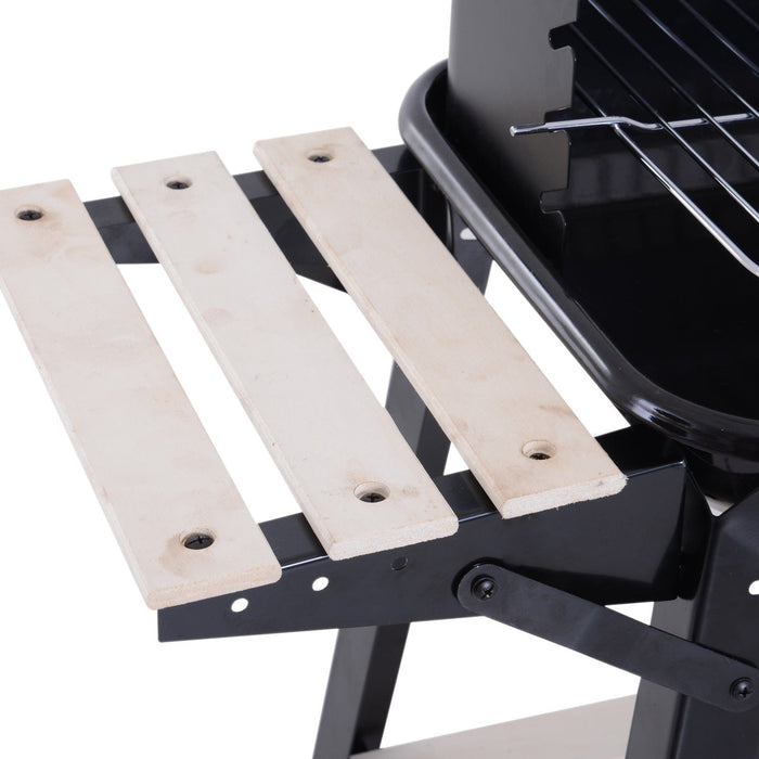 Charcoal Trolley BBQ with Side Trays, Storage