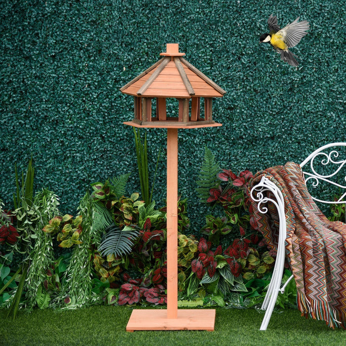 Wooden Bird Feeder Table With Water Resistant Roof, 130cm