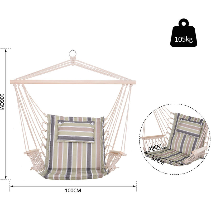 Outdoor Hanging Hammock Chair, Thick Rope, Multicoloured Outsunny