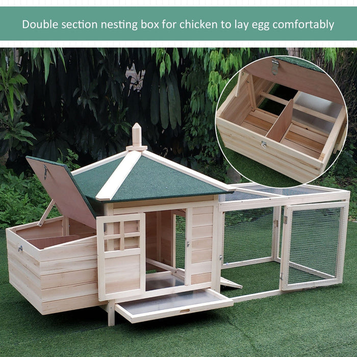 Chicken House With Run, Nesting Box, 196x76x97cm