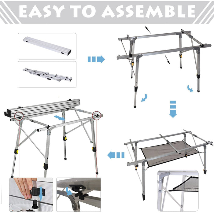 4FT Folding Picnic Table With Height Adjustable Legs