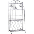 3 Tier Folding Metal Plant Stand for Indoor or Outdoor Space Saving Display Silver Grey Outsunny
