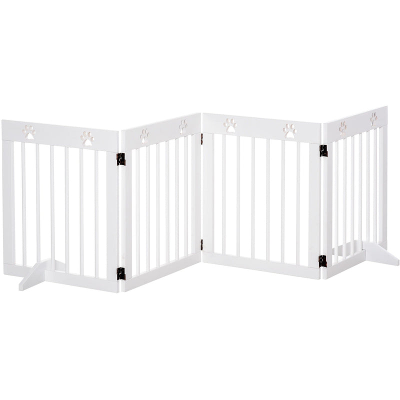Freestanding Pet Gate, Folding Design, 204 x 61cm, White