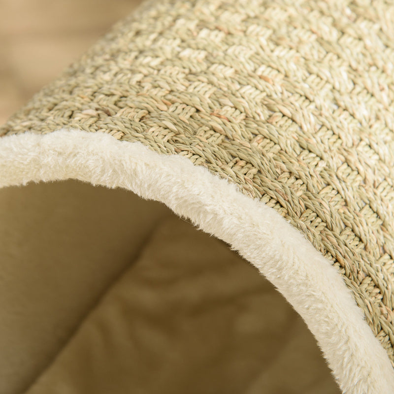 Indoor Cat House, Sisal Wrapped, Soft Cushion, Khaki