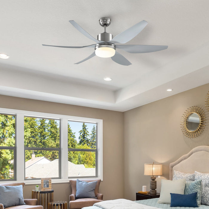 6-Blade Indoor Ceiling Fan with Light, Reversible, Remote